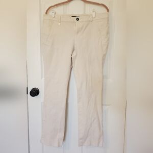 Lauren Ralph Lauren Off-White Cotton Pants Size 14 Front Seam Straight Leg
